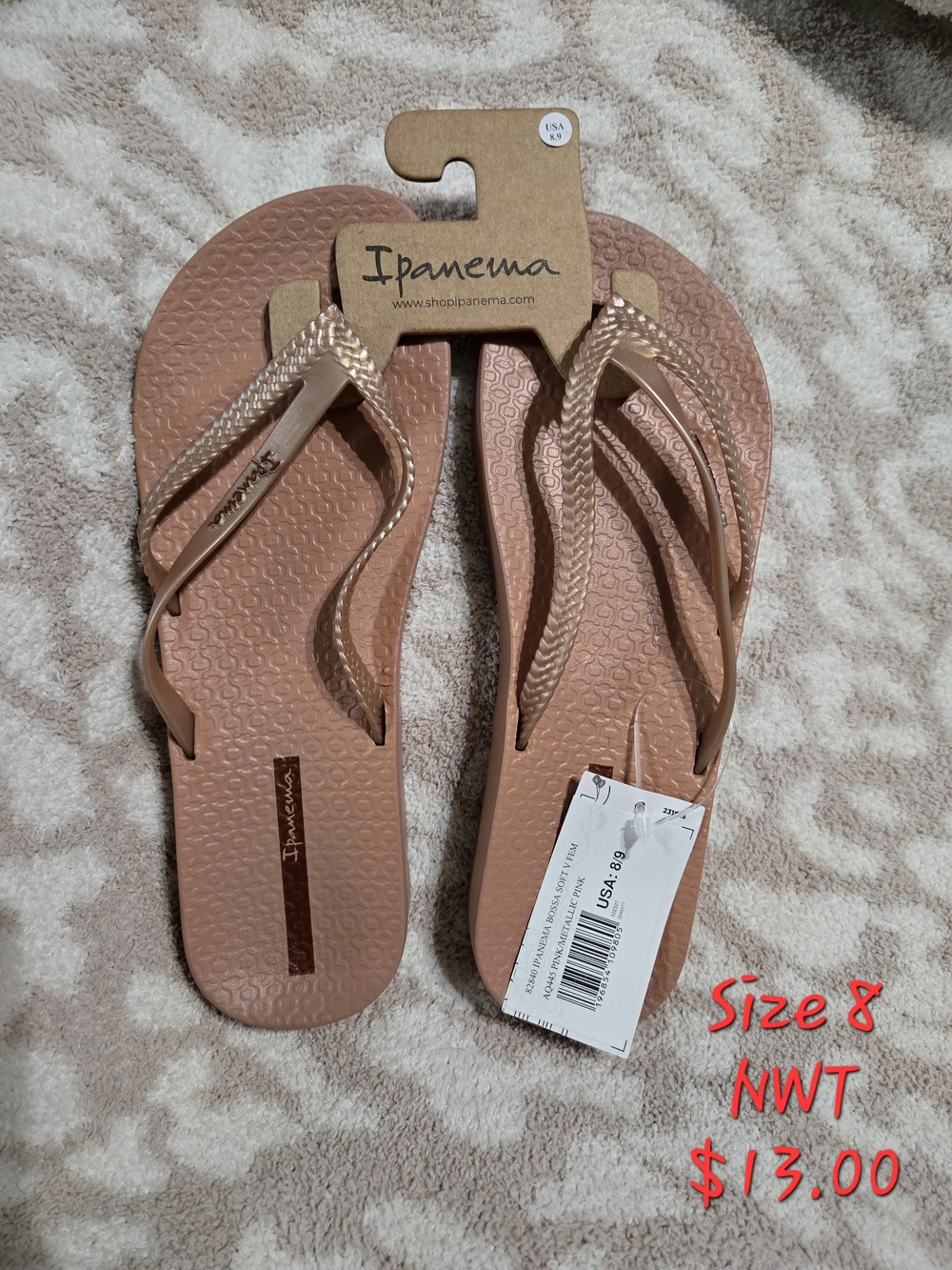 Ipanema Women’s Rose Gold Braided Strap Sandals